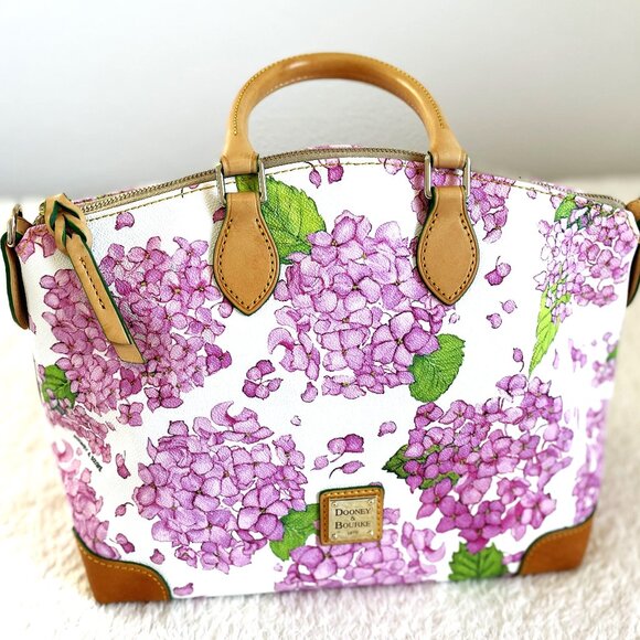 Dooney & Bourke Pink Hydrangea Satchel Bag - Picture 3 of 17